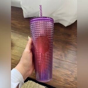 Light Purple to orange pink squared design Starbucks large cup